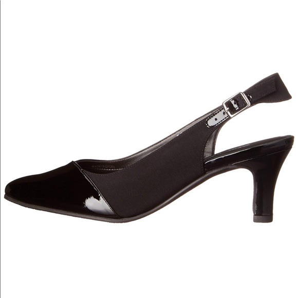 Black Kitten Heel Closed Toe Slingback Pump - Picture 5 of 7